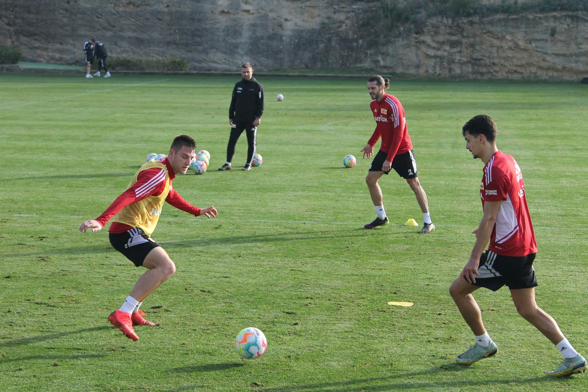 Campoamor-Camp: Robin Knoche (l.) mit vollem Einsatz im Union-Trainingslager.