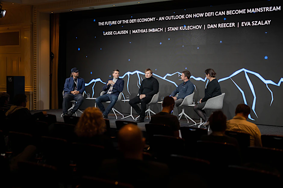 Teilnehmer eines Panels der Crypto Finance Conference (CfC) in St. Moritz.&nbsp;