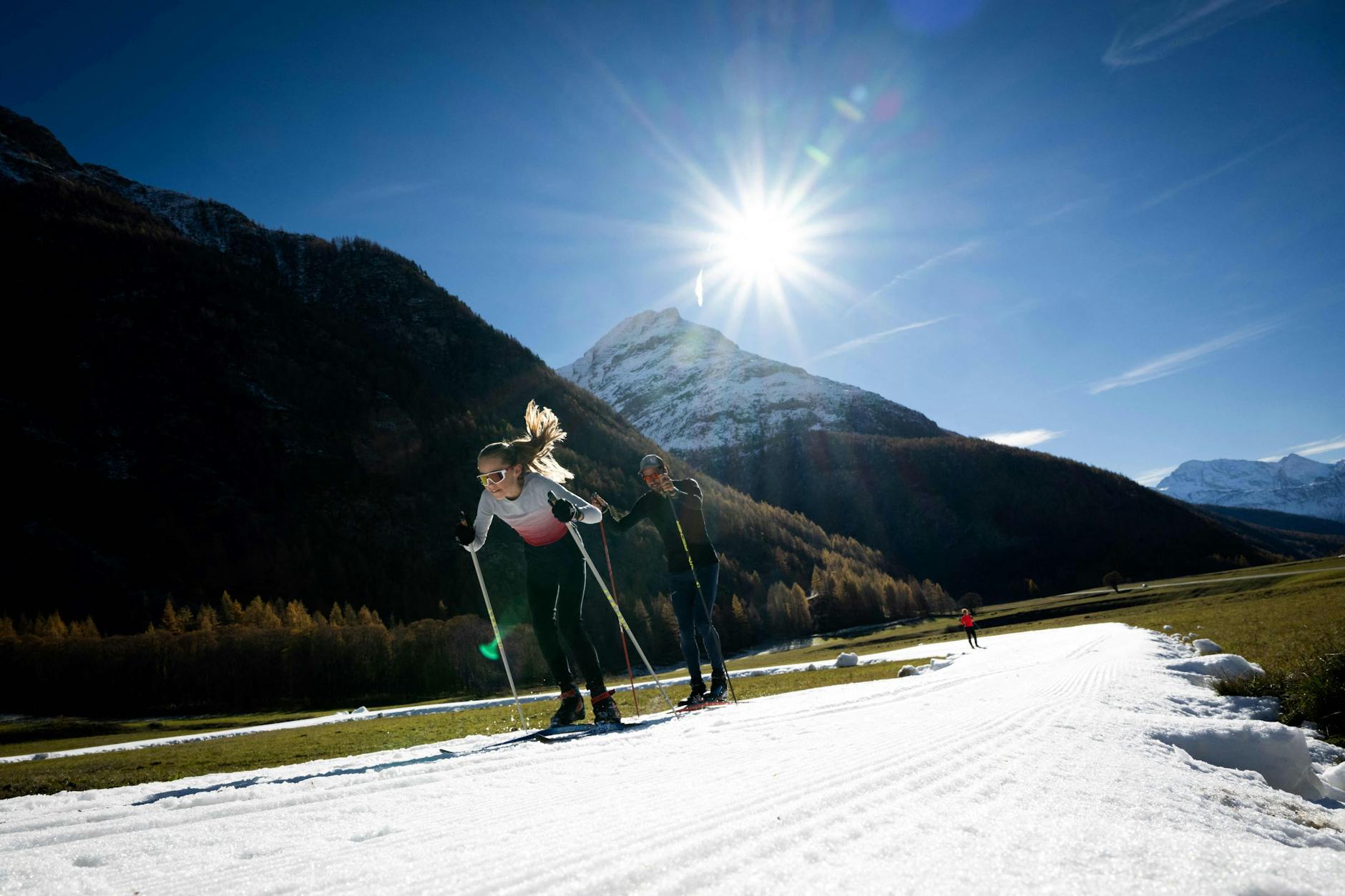 Kaum Schnee in diesem Skigebiet bei dem französischen Dorf Bessans.