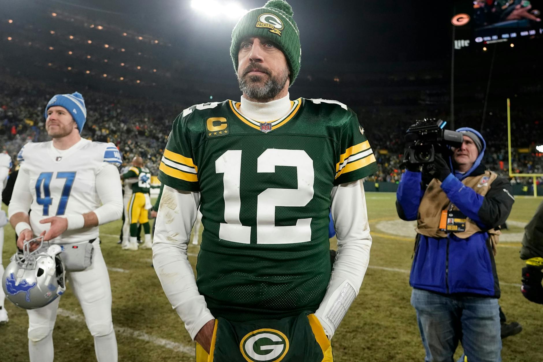 Packers-Quarterback Aaron Rodgers wirkt nach der Niederlage gegen die Detroit Lions nachdenklich. 