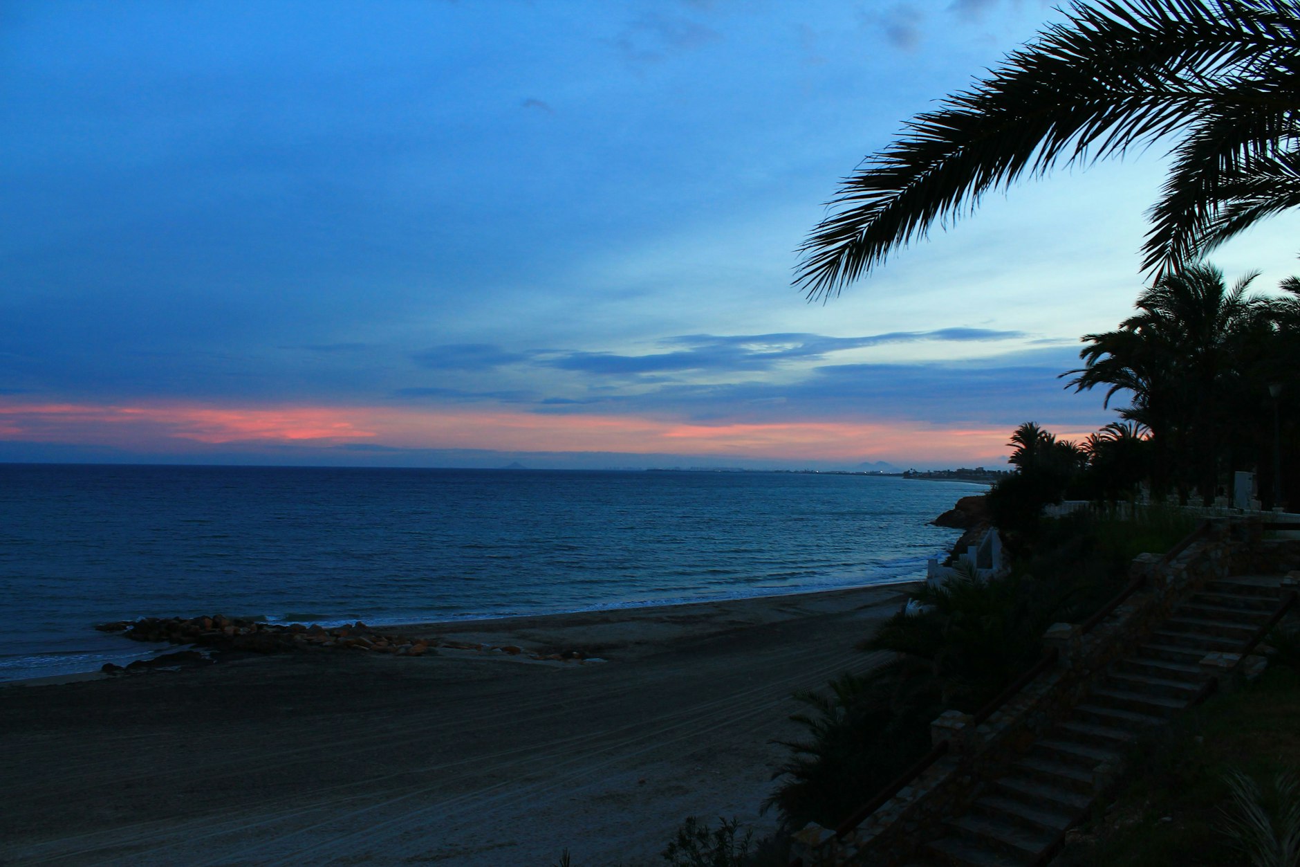 Ein Highlight des Spanien-Aufenthalts: Der in feine Farben getauchte Sonnenuntergang über dem Meer war herrlich.