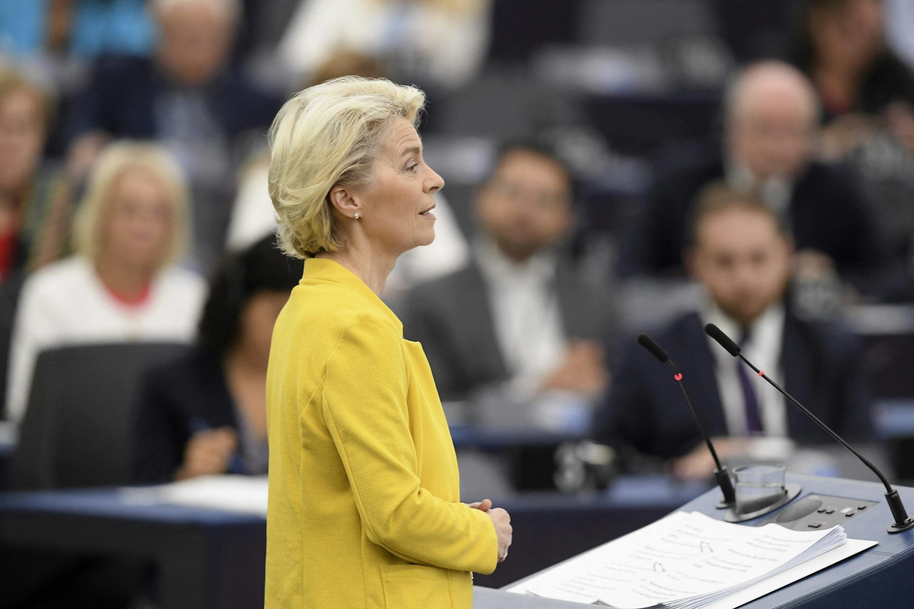 Ursula von der Leyen bei einer Ukraine-Rede vor dem EU-Parlament.&nbsp;