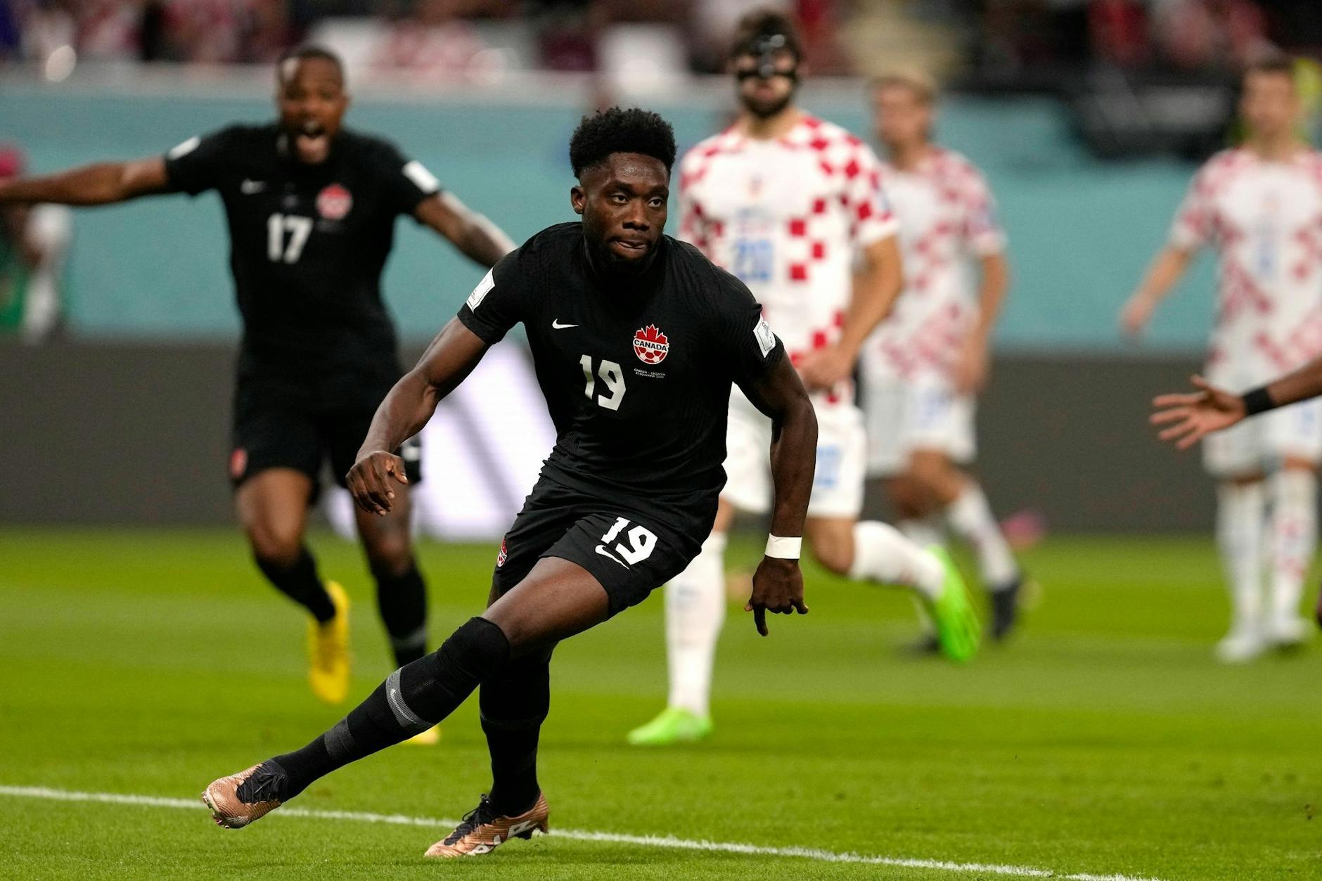 Kanadas Alphonso Davies nach seinem Tor zum 0:1 gegen Kroatien.