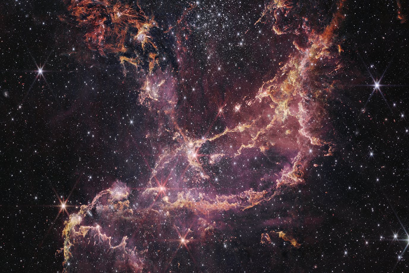 Der Sternhaufen NGC 346, aufgenommen vom neuen James-Webb-Teleskop der Nasa.