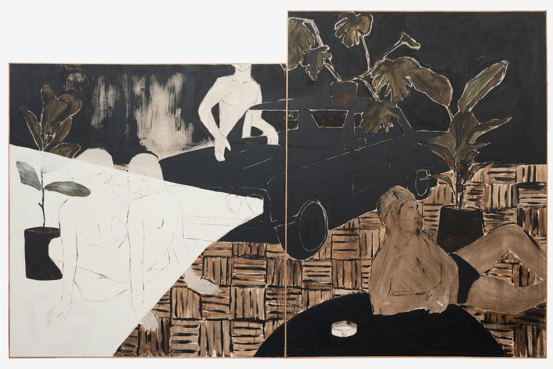 Brett Charles Seiler: „Riding In Cars With Boys“, 2022, Bitumen/Wandfarbe auf Leinwand