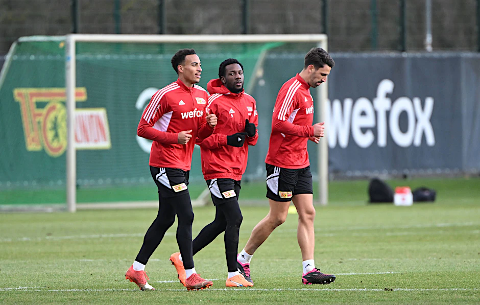 Von links nach rechts: Jamie Leweling, Sheraldo Becker und Rani Khedira mischten im Union-Training am Dienstag wieder mit.