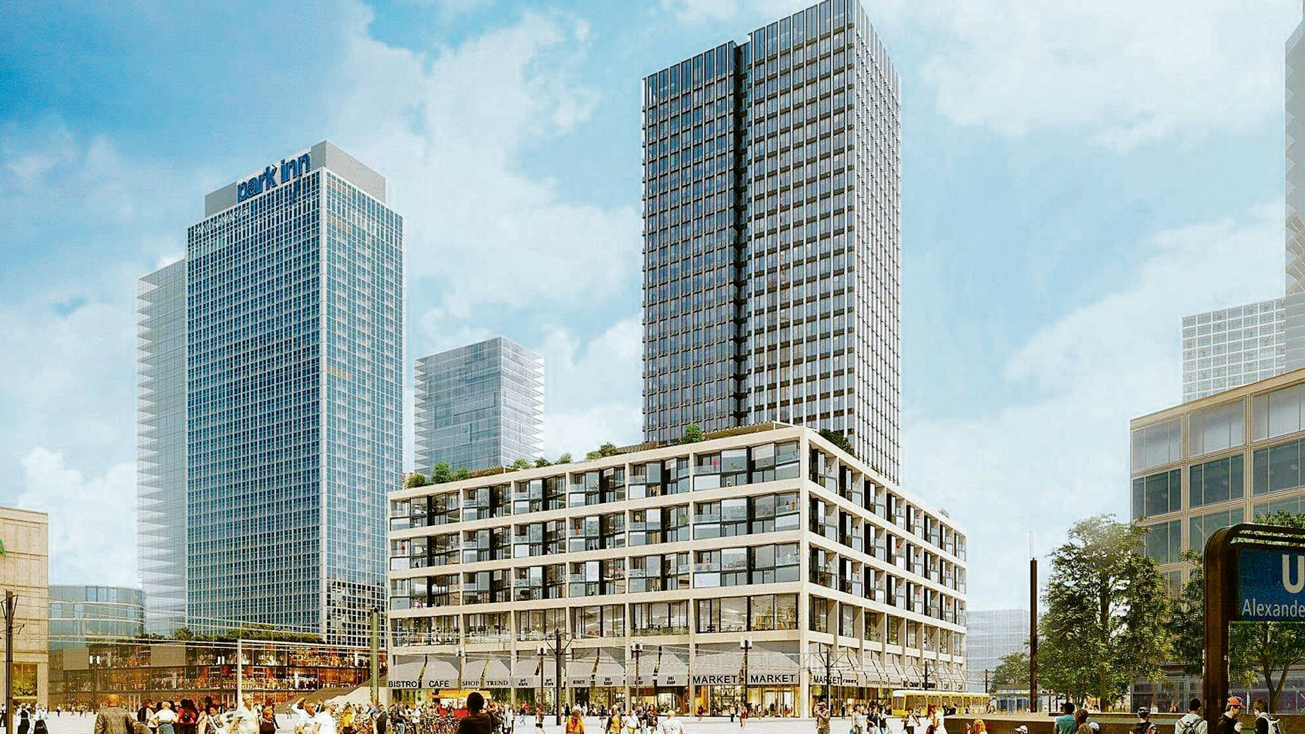 Das Verkehrschaos wurde mutmaßlich durch die Baugrube eines Wolkenkratzer-Projektes der Covivio am Alex verursacht. Dort sollen Zwillingstürme entstehen.