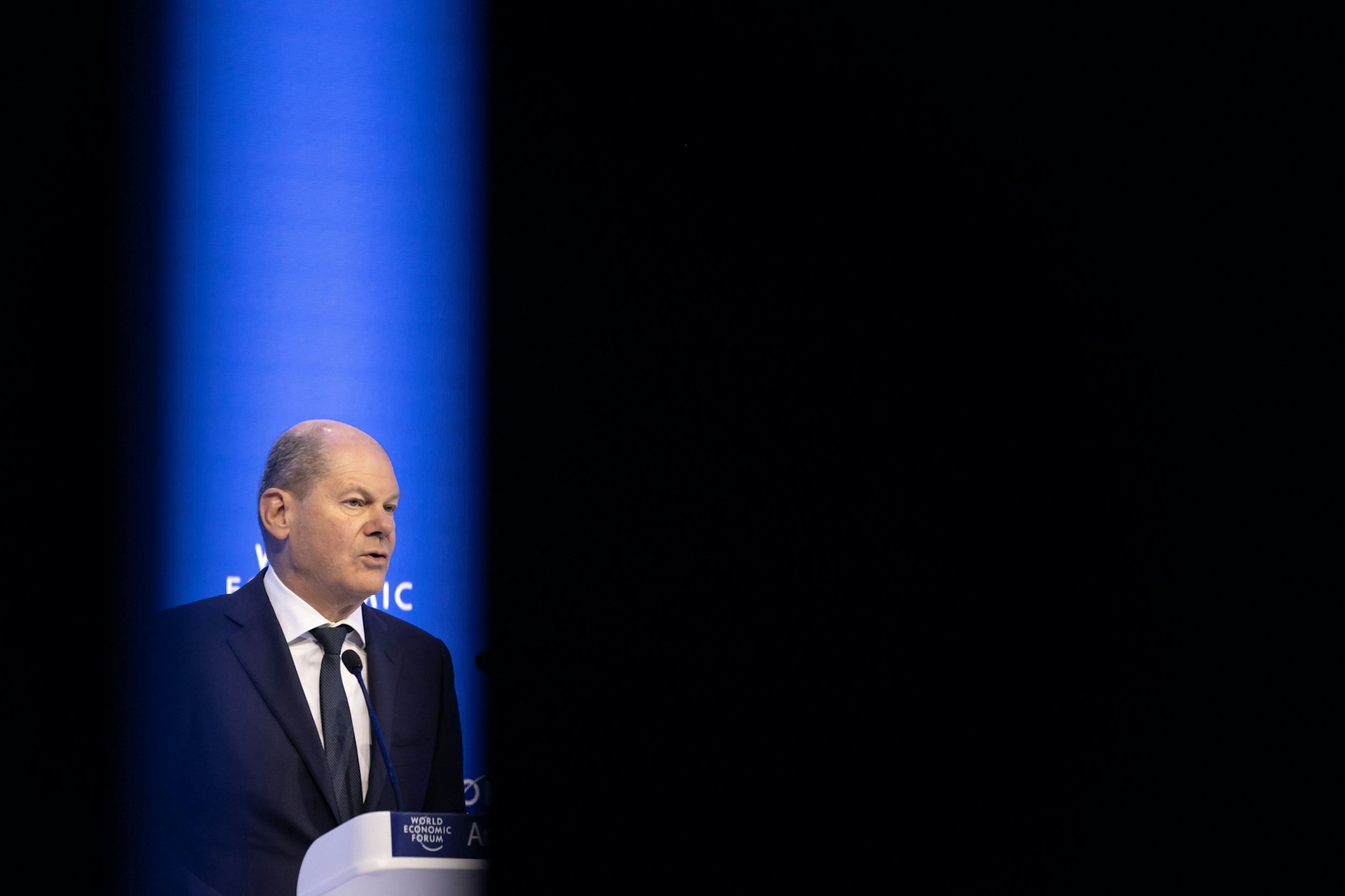 Olaf Scholz spricht am 18. Januar 2023 auf dem WEF.