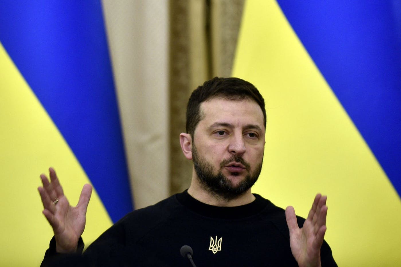 Wolodymyr Selenskyj, Präsident der Ukraine, spricht.