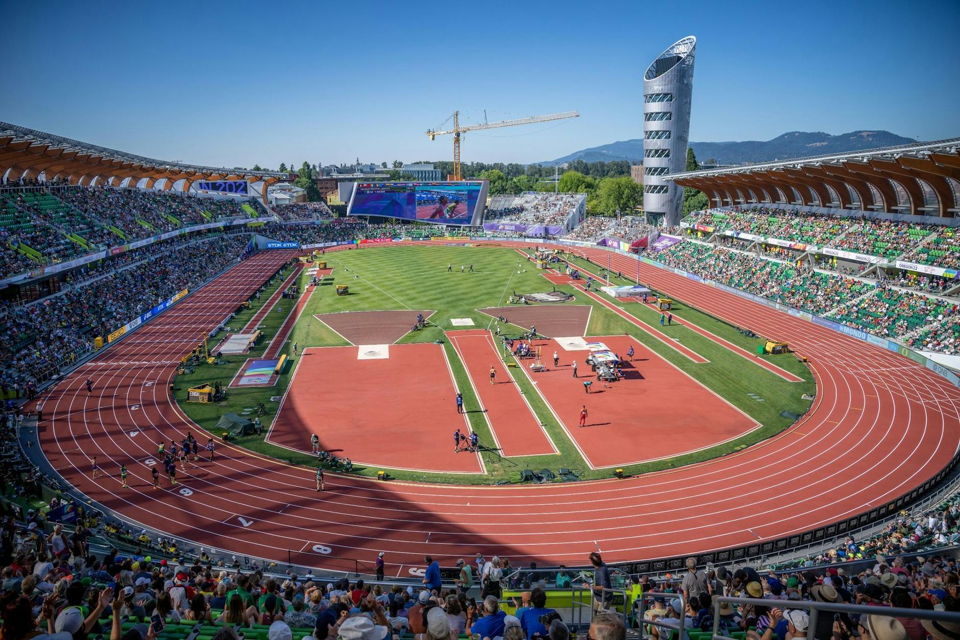 ARCHIV - Das Stadion Hayward Field in Eugene im US-Bundesstaat Oregon, Austragungsort der Leichtathletik-WM 2022.