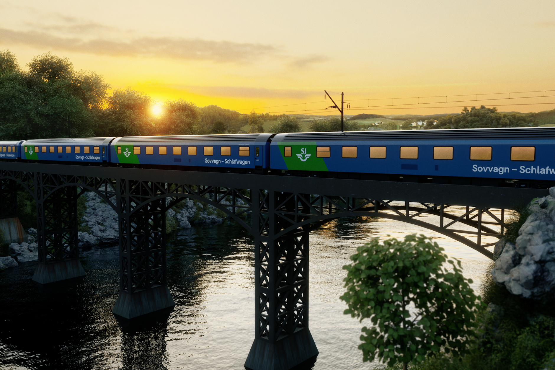 Ein Nachtzug des schwedischen Unternehmens SJ.