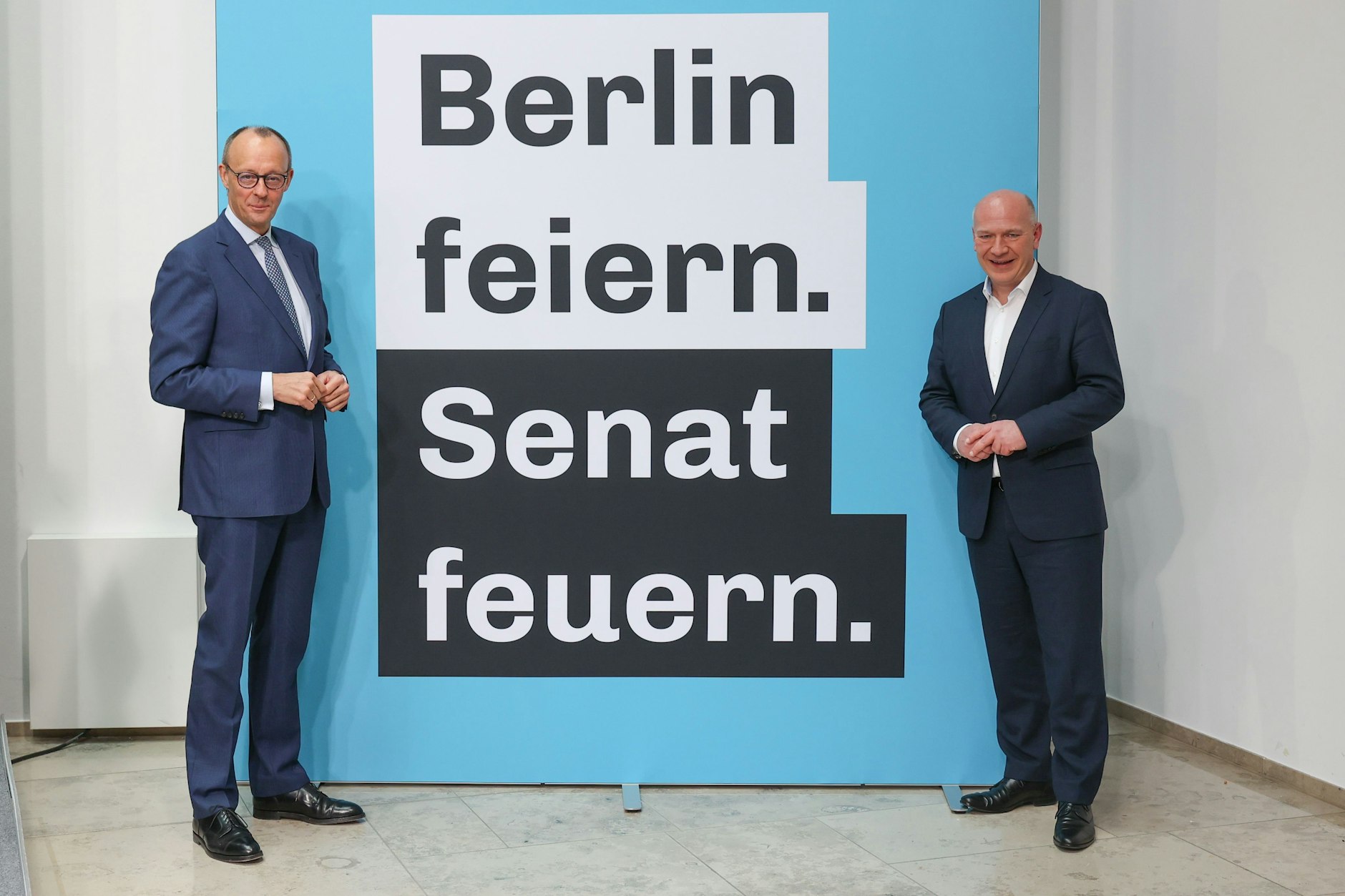 Merz und Wegner beim Vorstellen der Kampagne: Die Chancen für einen CDU-Sieg in Berlin waren lange nicht mehr so hoch.