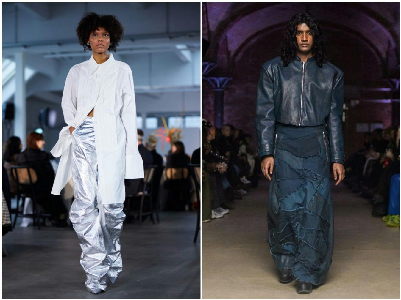 Fassbender: Exaltierter Faltenwurf; Haderlump: Jeans-Patchwork zu Leder.