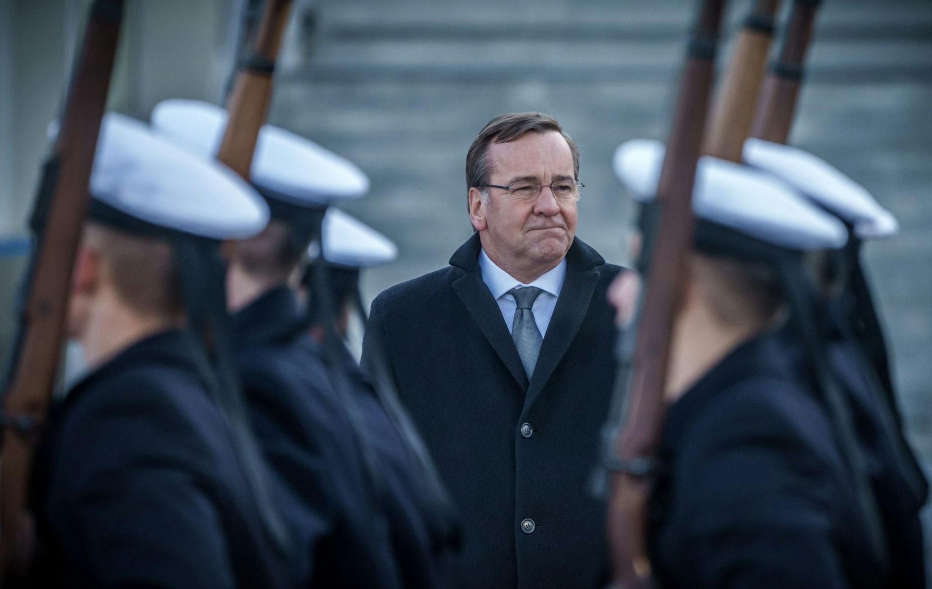 Boris Pistorius wird im Bendlerblock mit militärischen Ehren empfangen.  