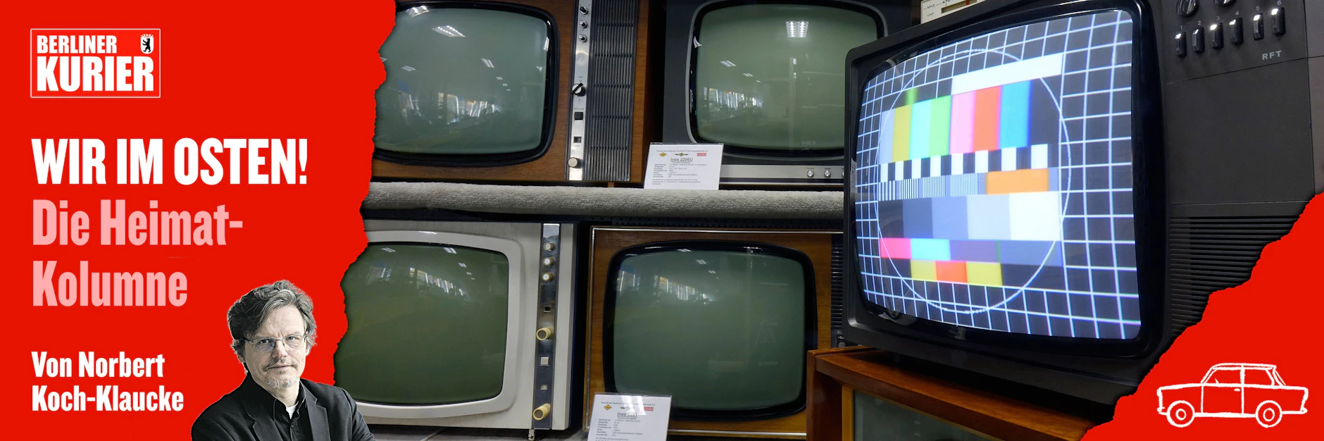 DDR-Fernseher im Radio- und Fernsehmuseum in Staßfurt (Sachsen-Anhalt): Das Testbild auf dem Farbfernseher ähnelt der Version, die ARD und ZDF verwendeten.