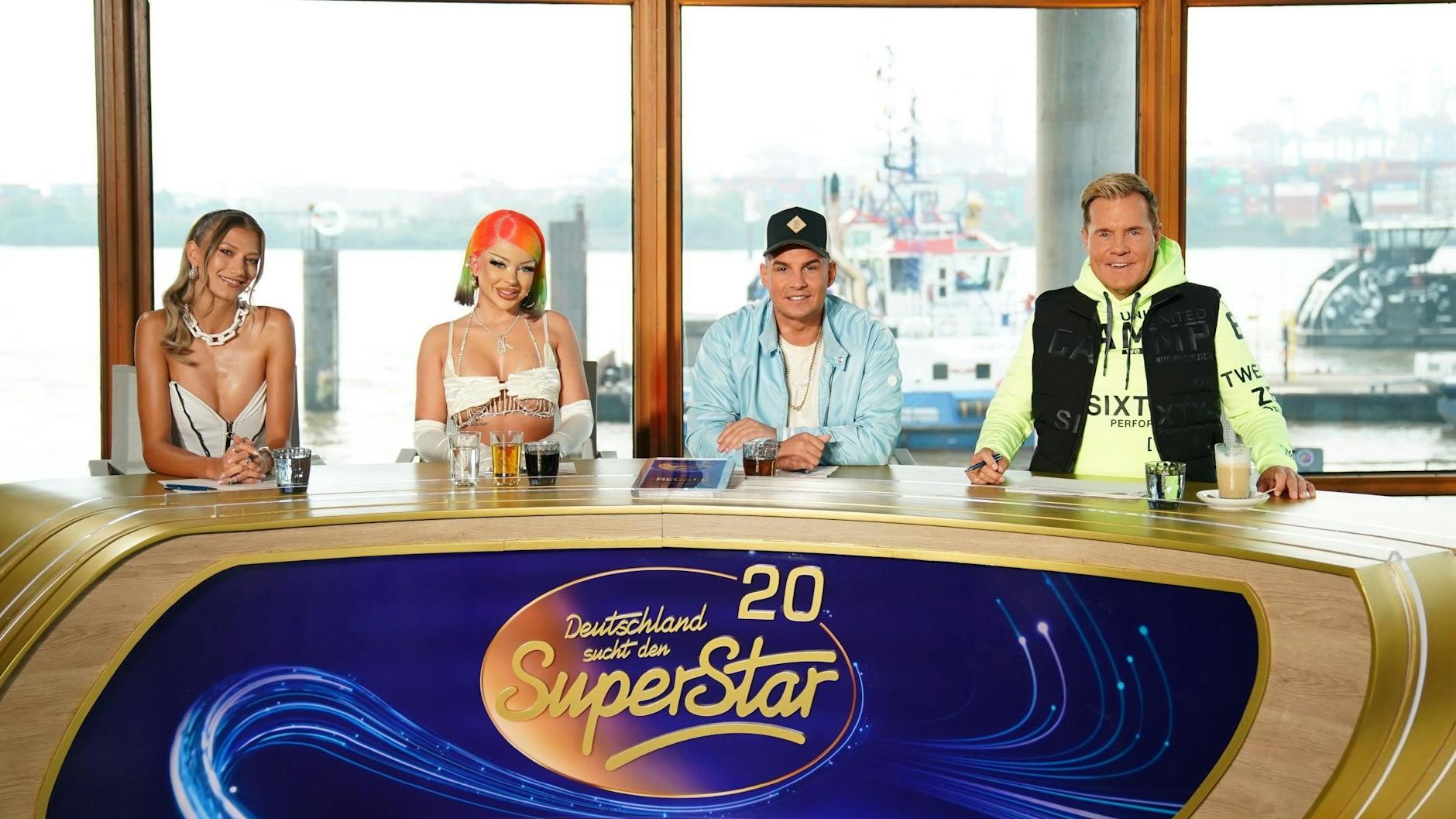 Die Jury der neuen Staffel „Deutschland sucht den Superstar“: Von rechts: Pop-Titan Dieter Bohlen, Ex-DSDS-Sieger Pietro Lombardi, Sängerin und Internet-Star Katja Krasavice und Sängerin Leony.