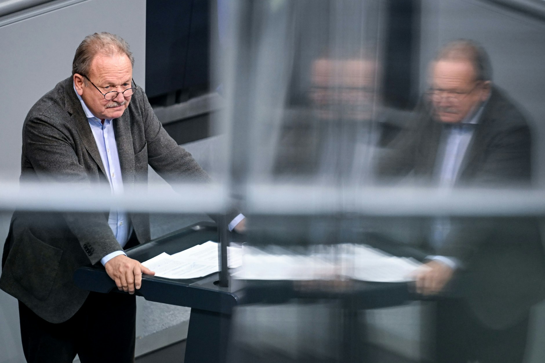 Frank Bsirske, grüner Bundestagsabgeordneter und früherer ver.di-Chef, bei einer Parlamentsdebatte.