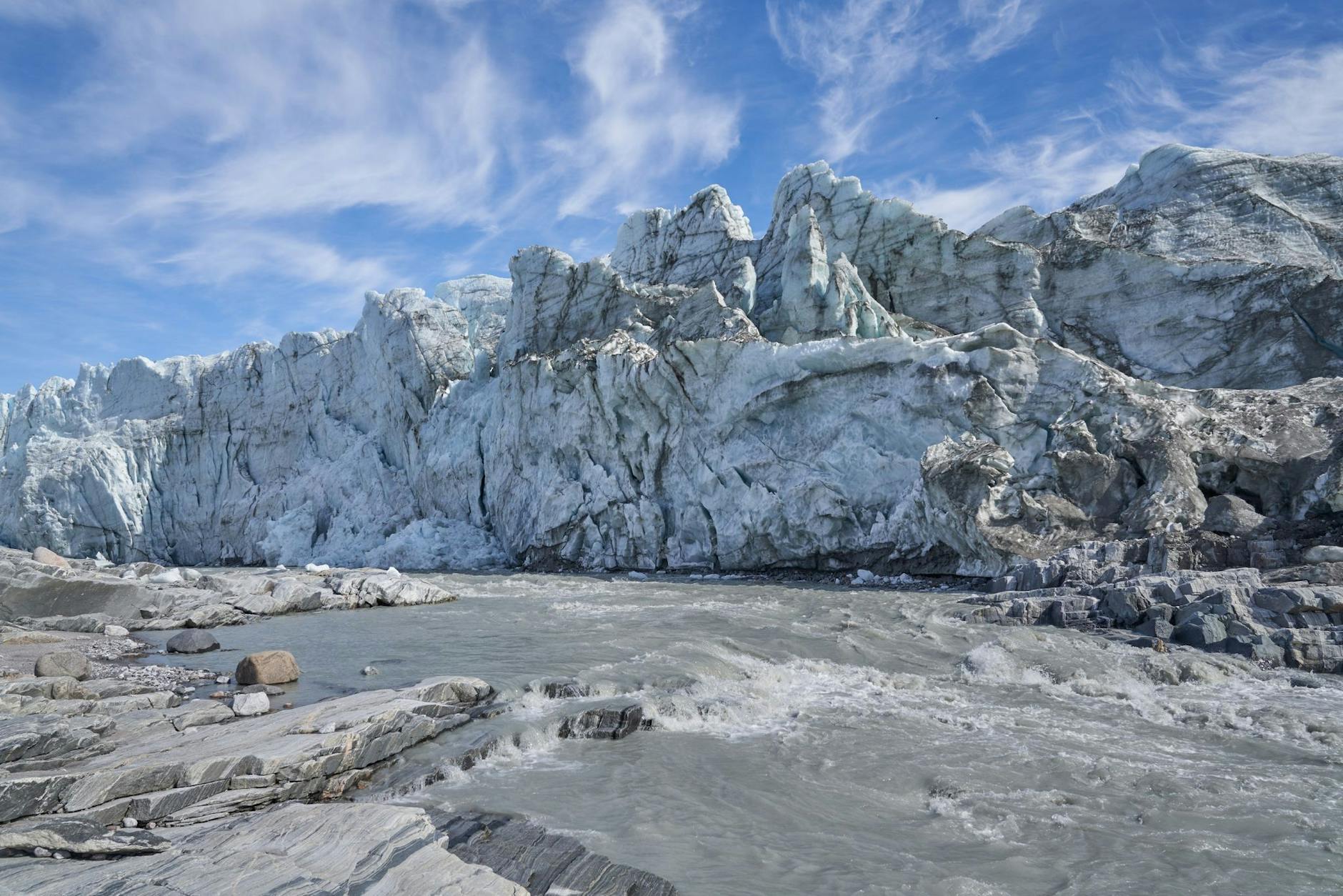 Die Kalbungsfront des Russell-Gletschers, Kangerlussuaq. stitut, Helmhol/dpa