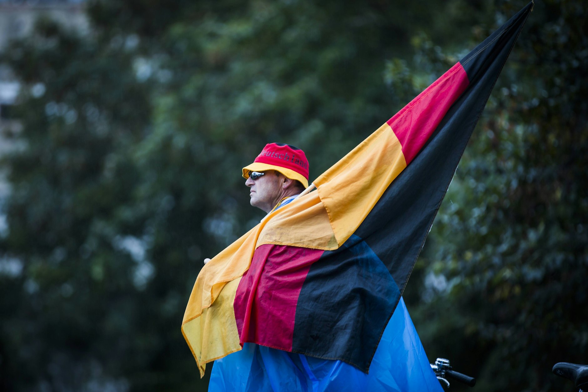 Demonstrant in Dresden: Nicht im Reinen mit dem Heimatland.