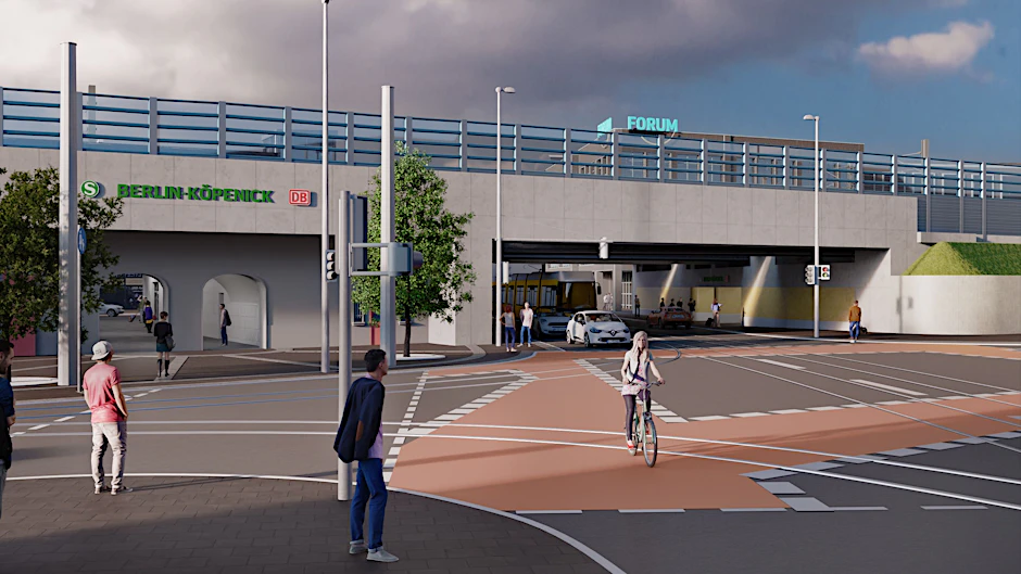 Die geplante neue Brücke über die Bahnhofstraße in Köpenick. Die Durchfahrt am Bahnhof wird auf Wunsch des Landes Berlin ausgeweitet – aber nicht in dem Maße, wie sich Bürger dies wünschen.