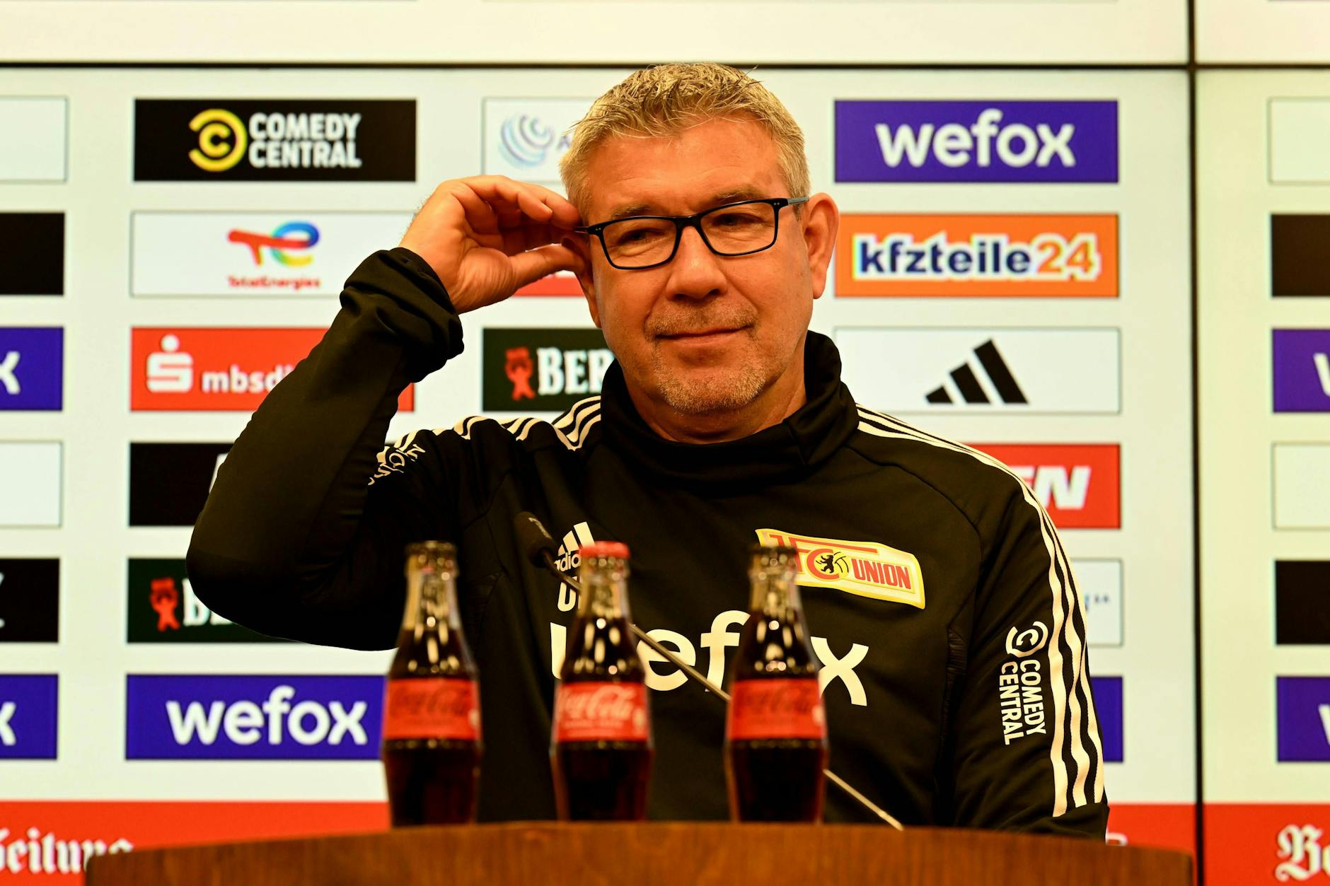 Union-Coach Urs Fischer auf der Pressekonferenz am Freitag