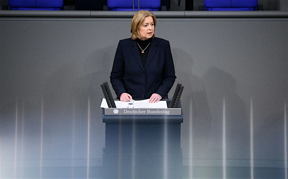 Bundestagspräsidentin Bärbel Bas (SPD) während der Gedenkstunde für die Opfer des Nationalsozialismus im Deutschen Bundestag.  