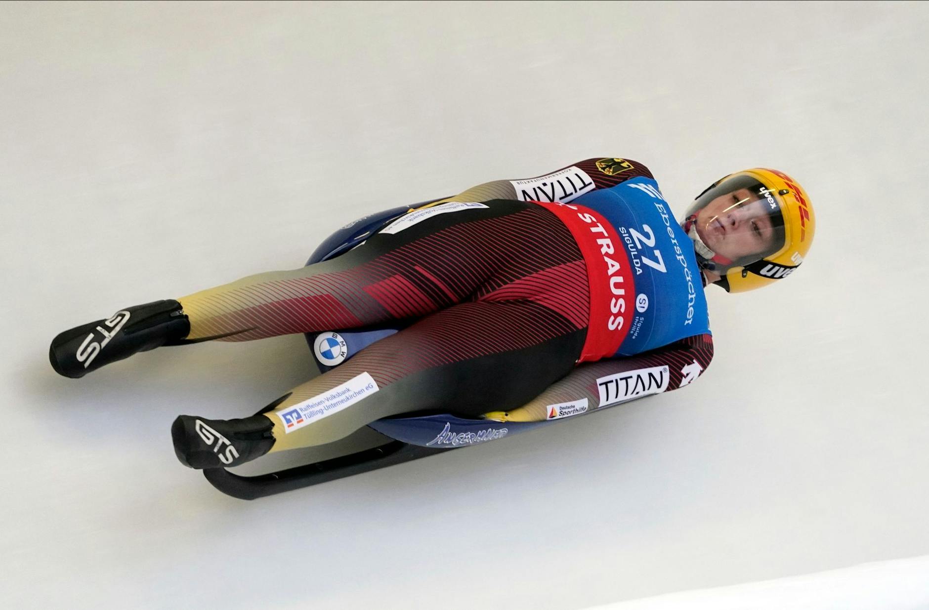Die Rodlerin Anna Berreiter beim Weltcup in Sigulda in Aktion.