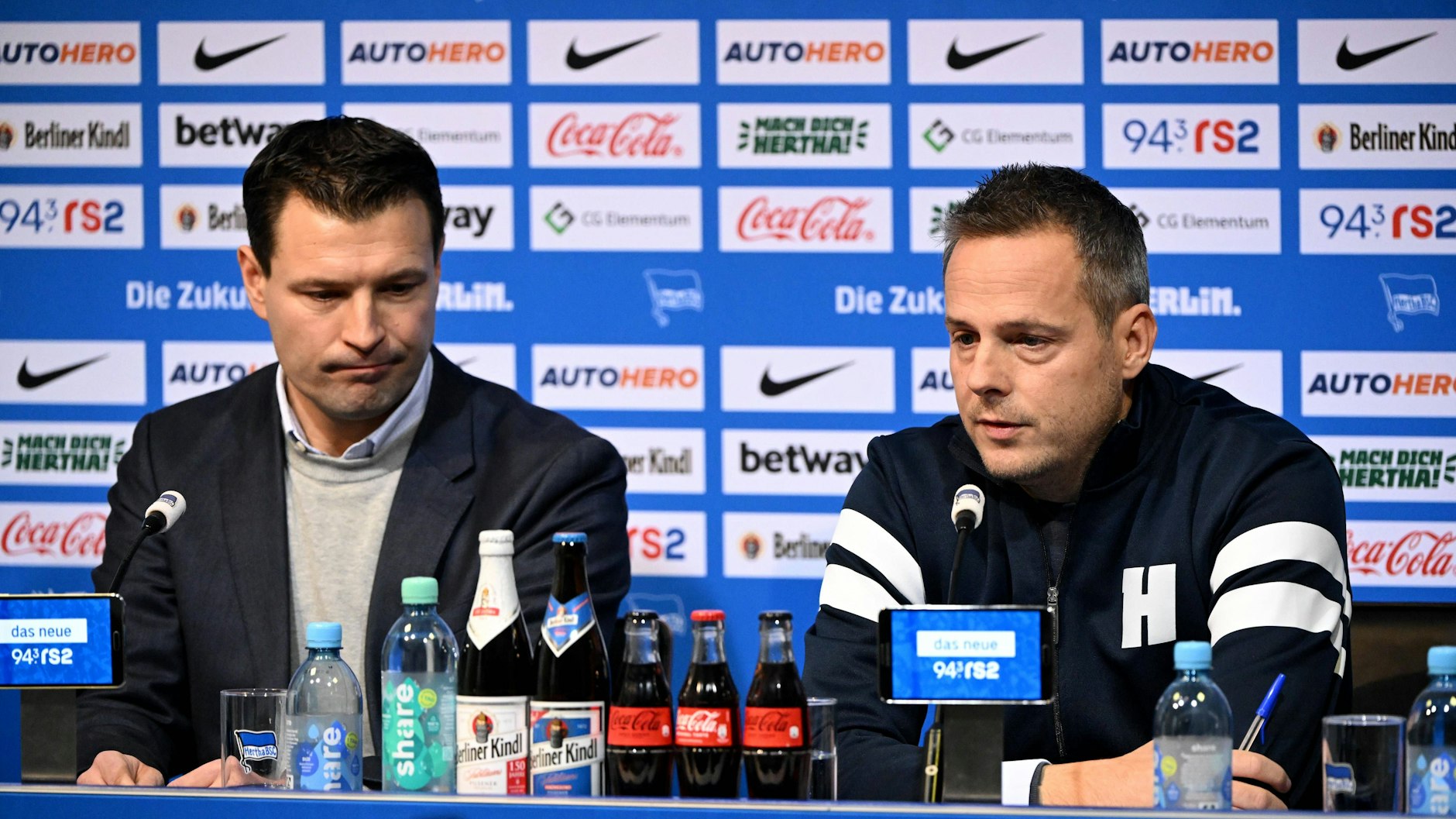 Herthas neuer Sportdirektor Benjamin Weber und Präsident Kay Bernstein.