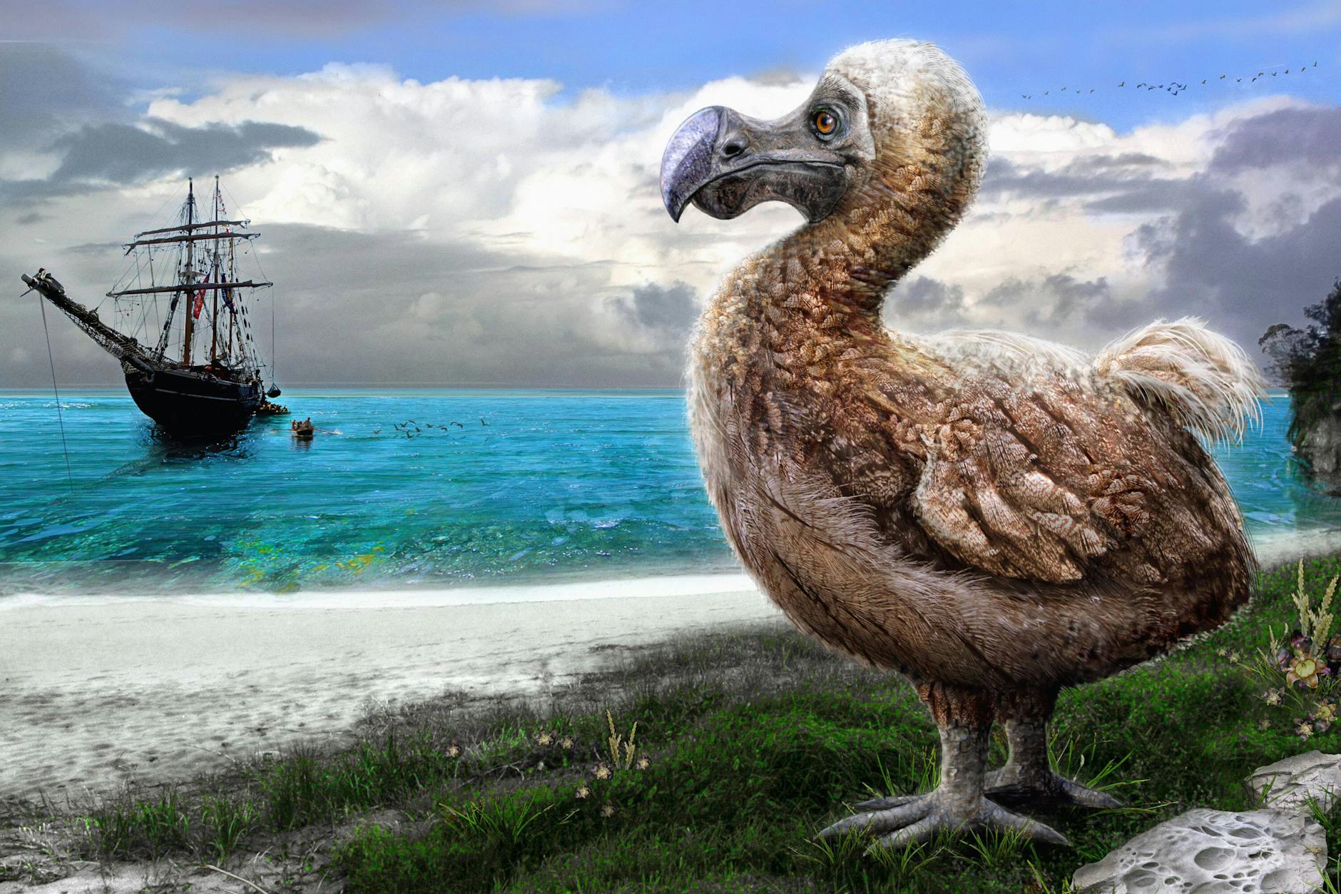 Zeichnung eines Dodos. Das Tier starb ca. 1690 aus. 