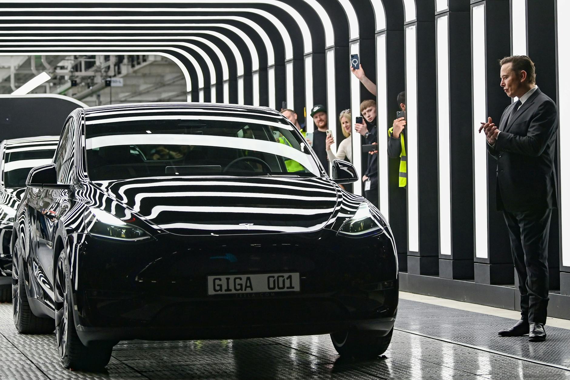 Elon Musk bei der Eröffnung der Tesla-Fabrik Berlin-Brandenburg in Grünheide.