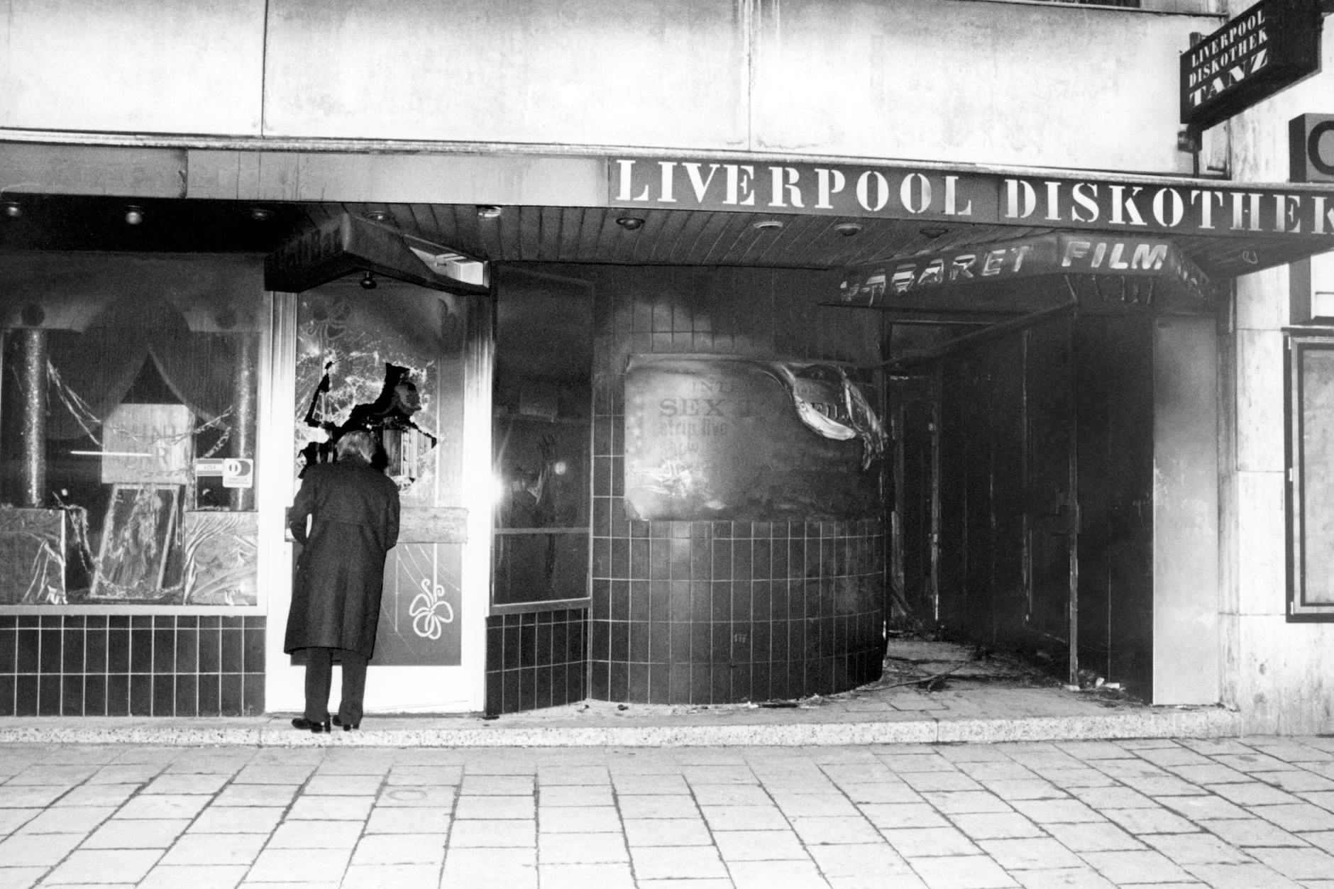 Der Tatort des von der rechtsextremen Gruppe Ludwig im Januar 1984 verübten Anschlags auf das Tanzlokal Liverpool in der Münchner Schillerstraße. Die im Keller befindliche Tanzbar brannte komplett aus.