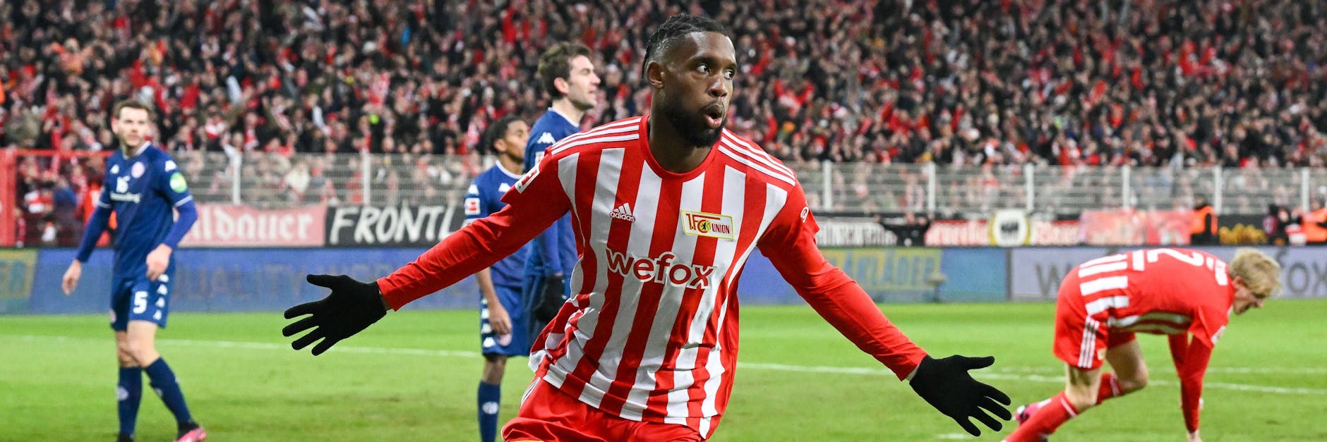 Ein lange nicht gesehener Jubel beim 1. FC Union: Jordan Siebatcheu feiert ungehemmt einen Treffer. 