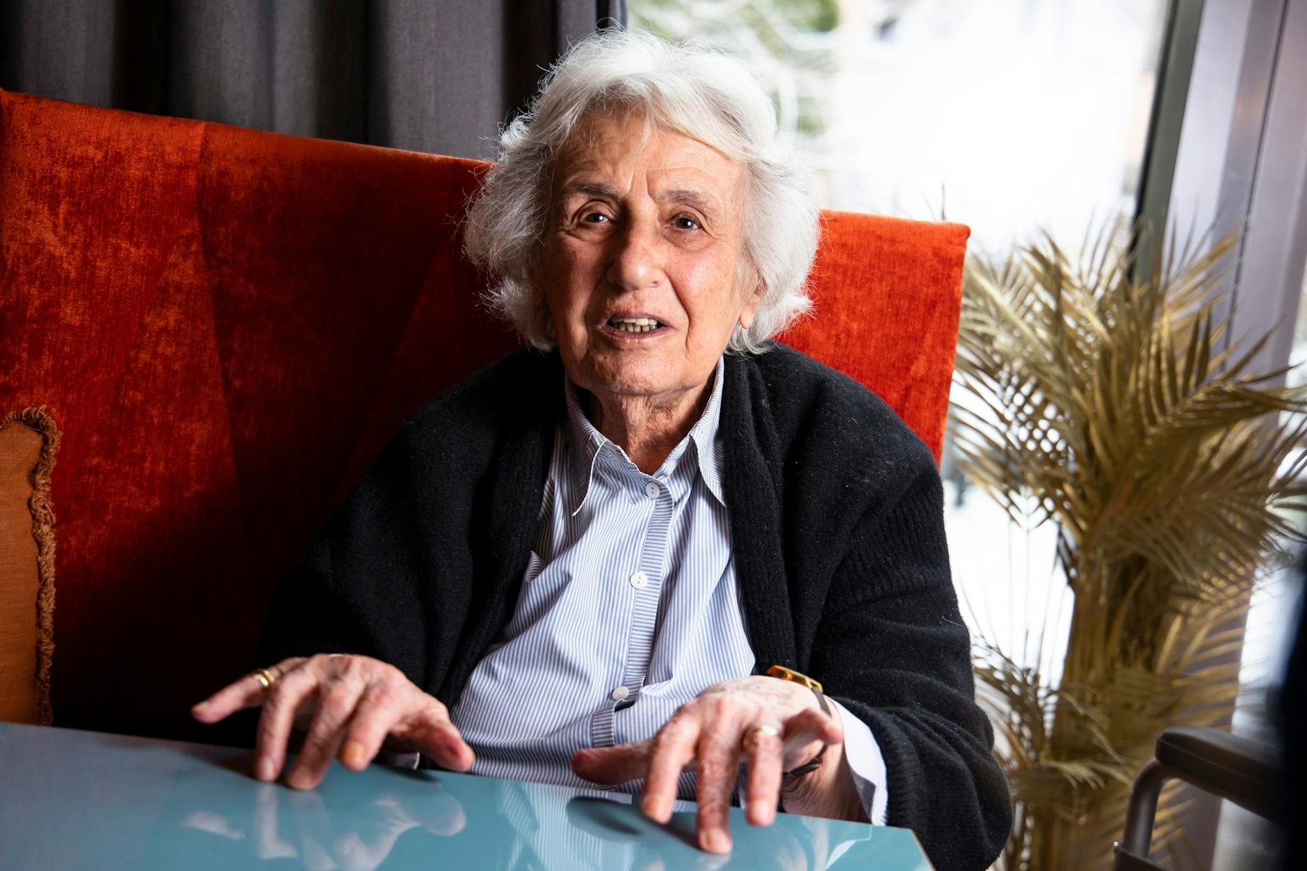 Anita Lasker-Wallfisch in Berlin. Die 97-Jährige hat Auschwitz und Bergen-Belsen überlebt. Nach ihrer Befreiung zog sie nach London, dort lebt sie bis heute.