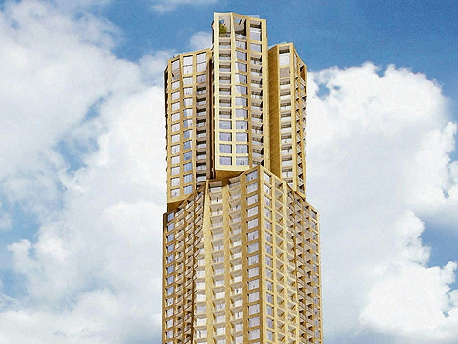 Der preisgekrönte Entwurf des Architekten Frank O. Gehry für das geplante Hochhaus von Hines am Alexanderplatz