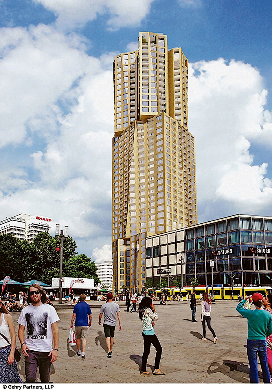 Der preisgekrönte Entwurf des Architekten Frank O. Gehry für das geplante Hochhaus von Hines am Alexanderplatz