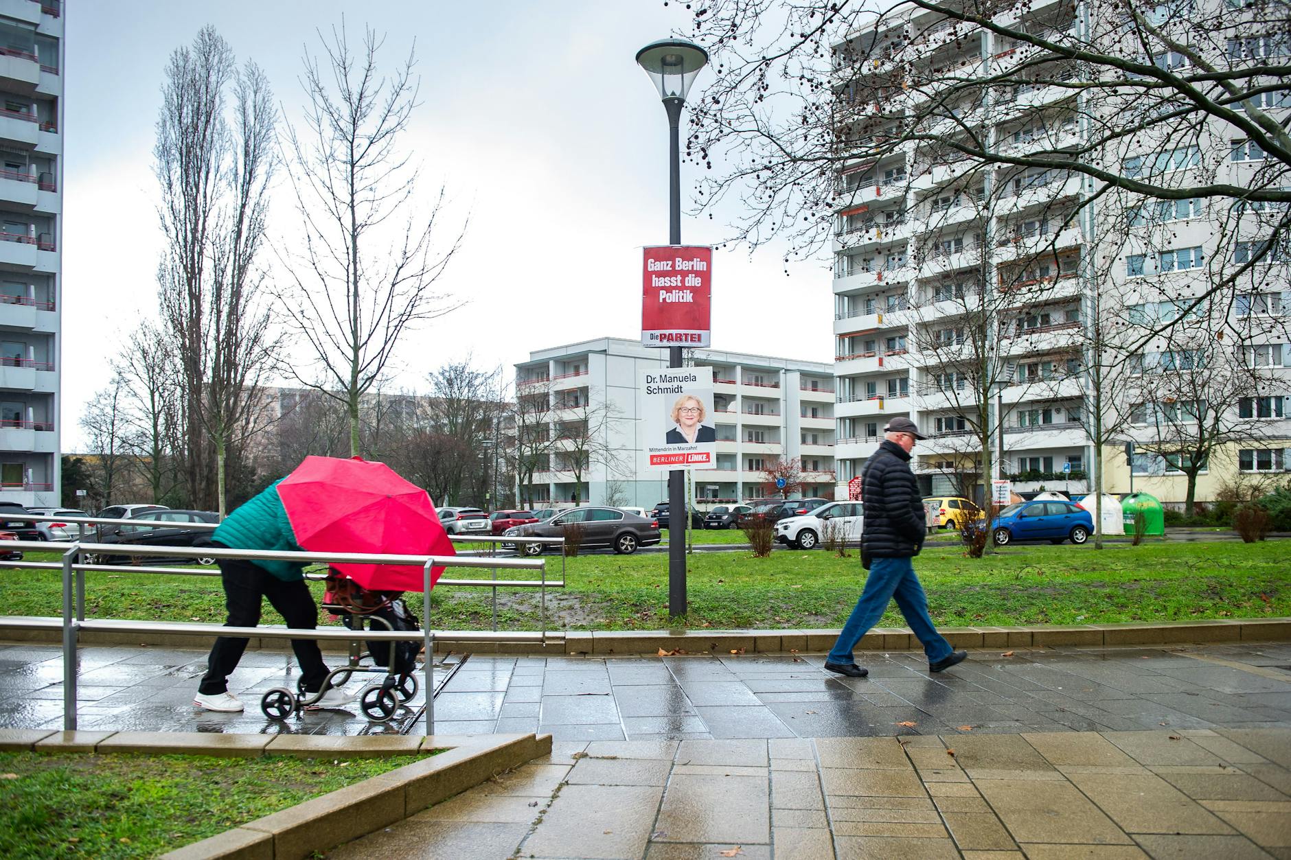 Knapp eine Woche vor der Wiederholungswahl sind keine Wahlkämpfer im Zentrum Marzahns zu finden.