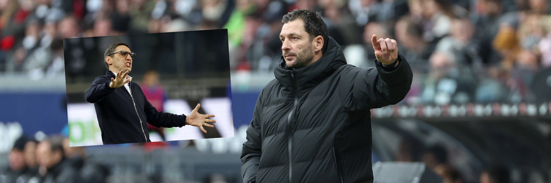 Sandro Schwarz, der aktuelle Cheftrainer von Hertha BSC, erinnert unseren Kolumnisten an Schwarz' Vorvorgänger Tayfun Korkut (l.).