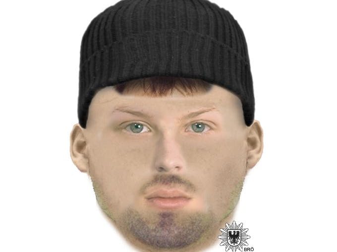 Die Polizei Brandenburg sucht mit einem Phantombild nach diesem Mann.