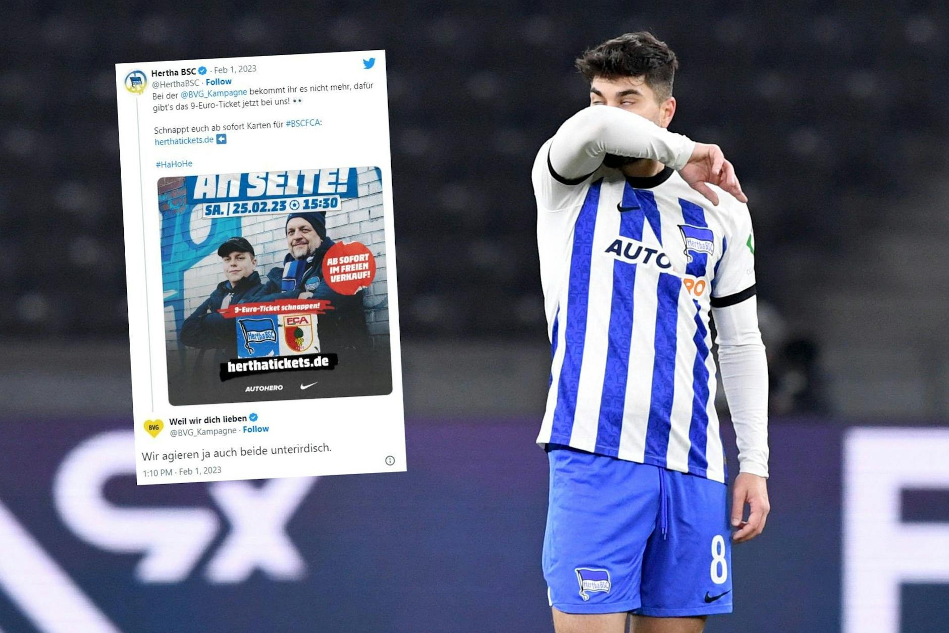 Es läuft derzeit nicht bei Suat Serdar und Hertha BSC. Jetzt mussten die Blau-Weißen auch noch den Spott der BVG über sich ergehen lassen.