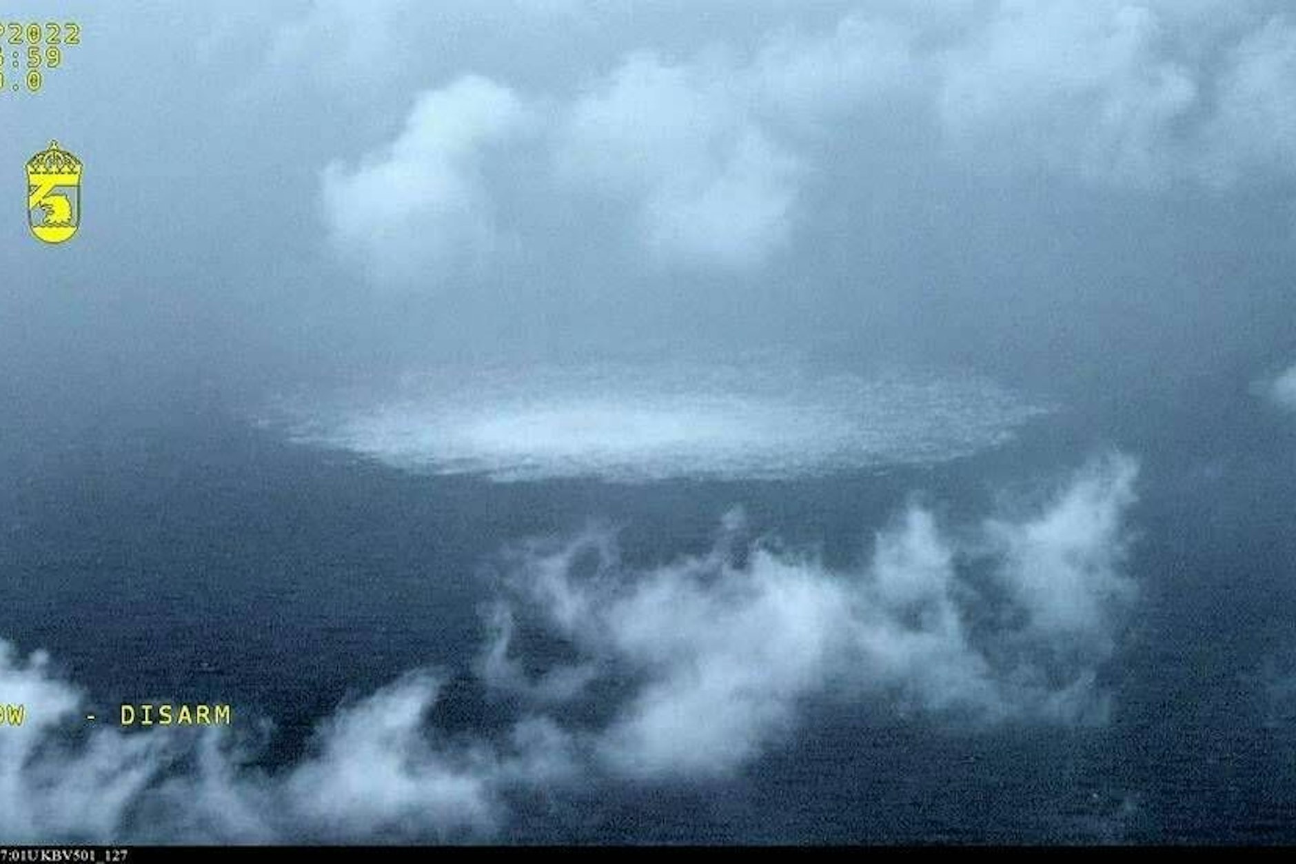 Das Bild der schwedischen Küstenwache zeigt die massiven Auswirkungen von Methangas, das aus den gesprengten Nord-Stream-Röhren entweicht.