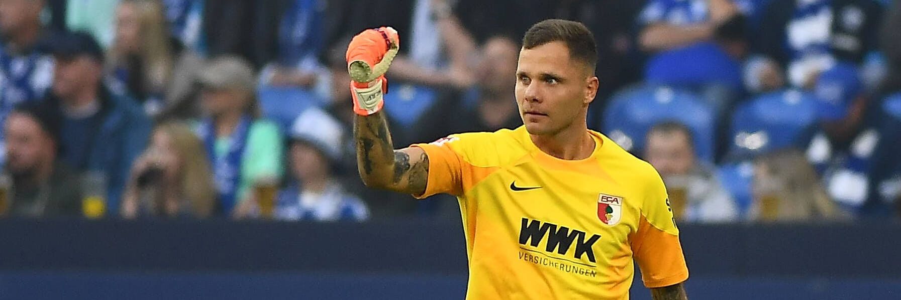Rafal Gikiewicz (35), Ex-Keeper des 1. FC Union, drückt den Eisernen auch von Augsburg aus weiter die Daumen und ärgert derzeit Hertha BSC.