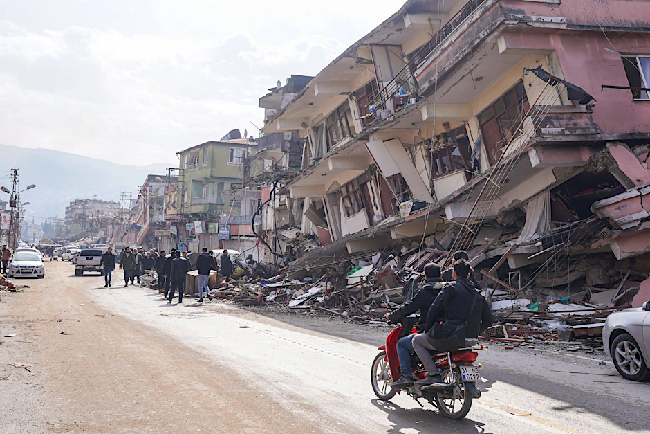 Antakya: Völlig zerstörtes Gebäude in der türkischen Erdbeben-Region.