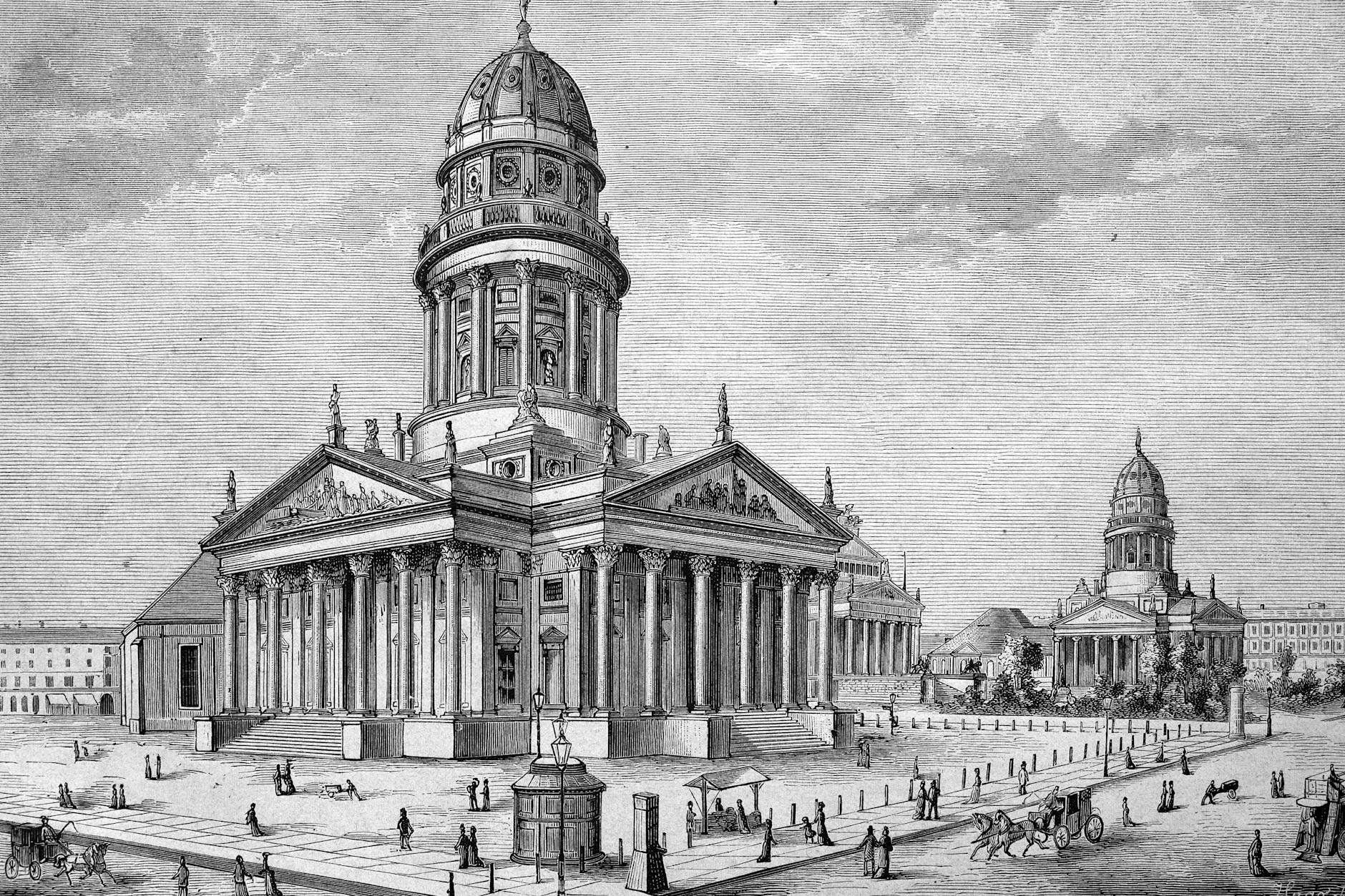 Auch der Gendarmenmarkt deutet mit seinem Namen auf das Erbe der Hugenotten in Berlin.