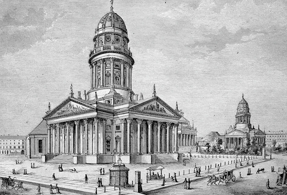 Auch der Gendarmenmarkt deutet mit seinem Namen auf das Erbe der Hugenotten in Berlin.