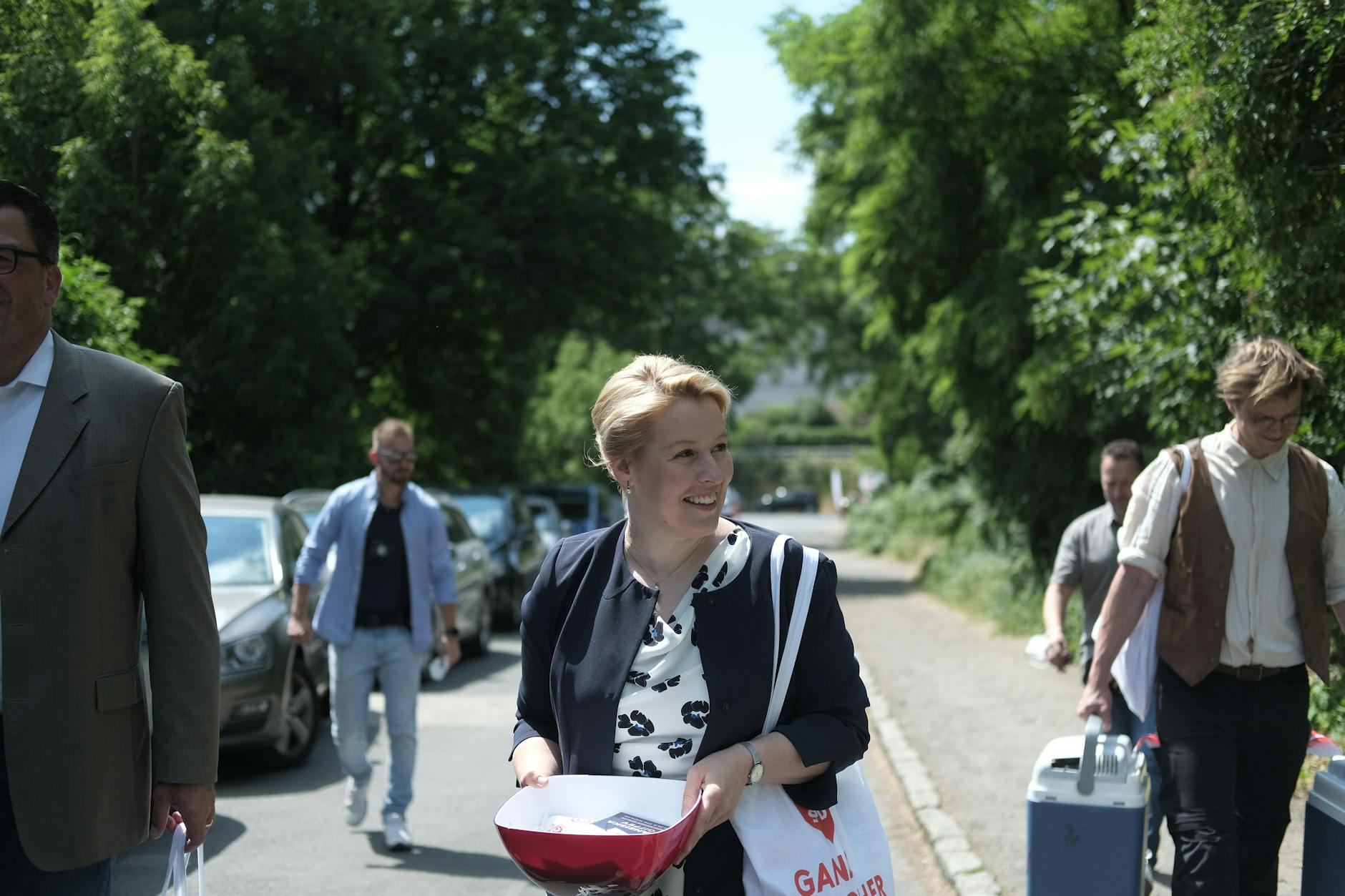 Gerade mal ein Jahr im Amt. Franziska Giffey beim Wahlkampf im Sommer 2021. 