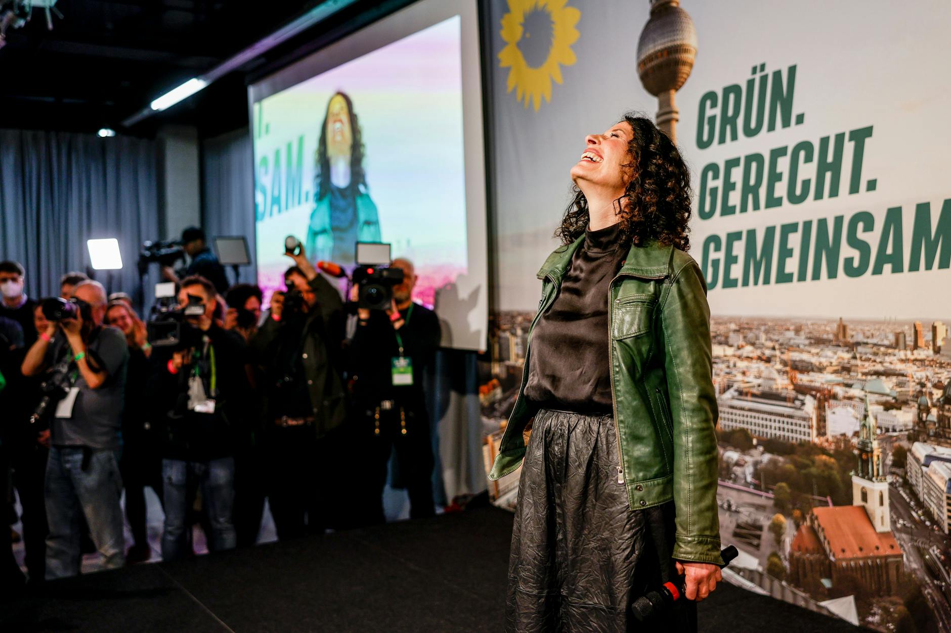 Bettina Jarasch auf der Wahlparty der Grünen