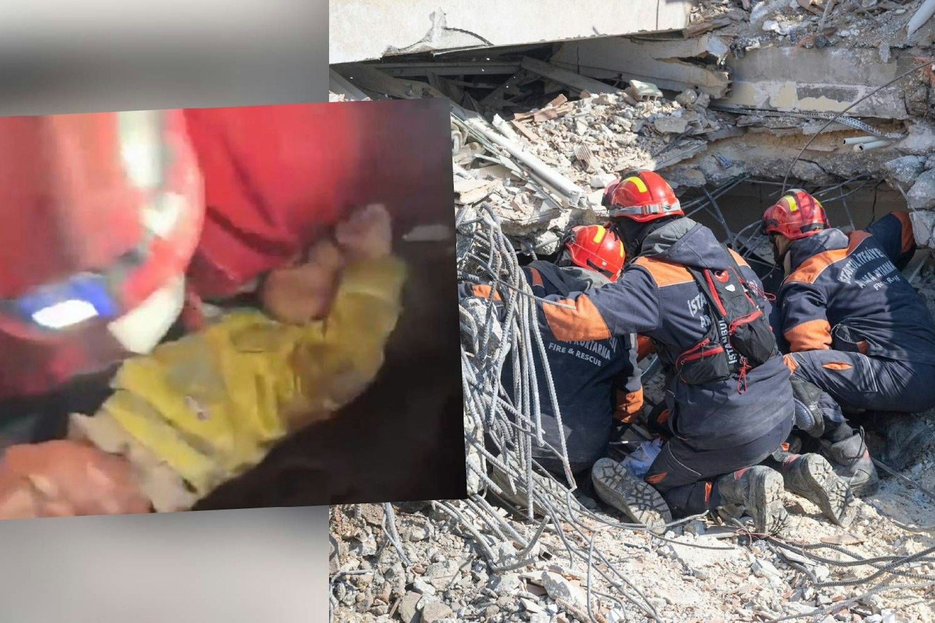 Auch fast eine Woche nach den dramatischen Erdbeben geben die Retter die Suche nach Überlebenden nicht auf. Dabei fanden sie den kleinen Hamza (kl. Foto)