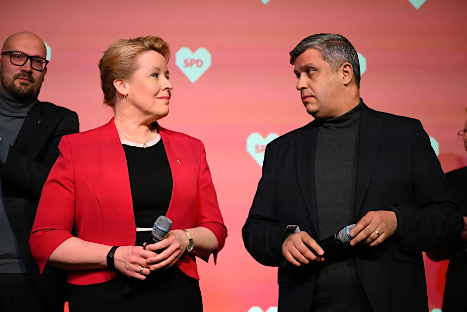 Spitzenkandidatin Franziska Giffey und der Co-Landesvorsitzende Raed Saleh.