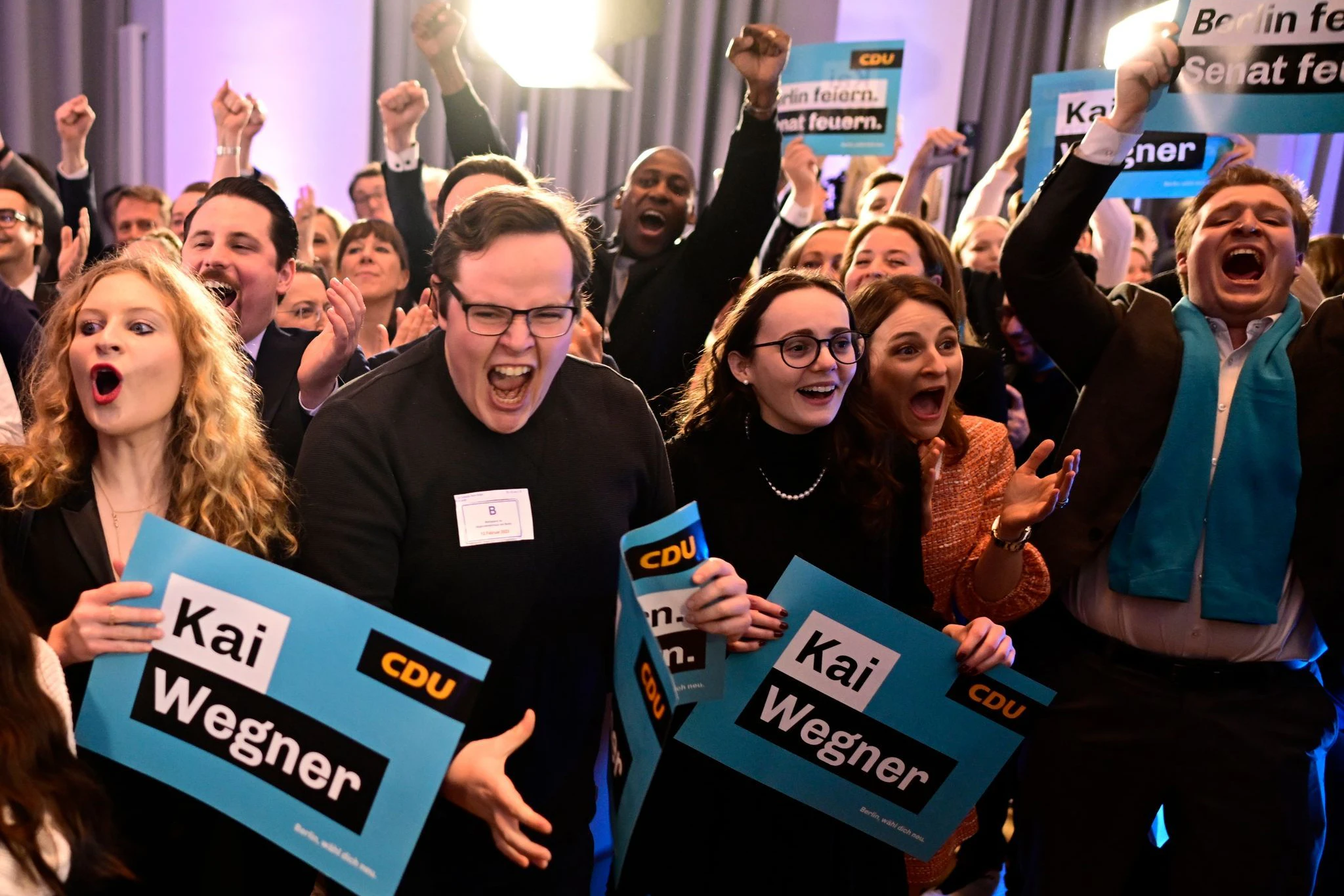 Große Freude auf der Wahlparty der CDU.&nbsp;