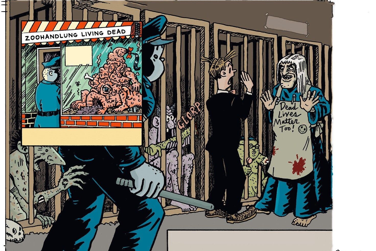 Eine Illustration von Art Spiegelman für das Buch „Street Cop“ von Robert Coover